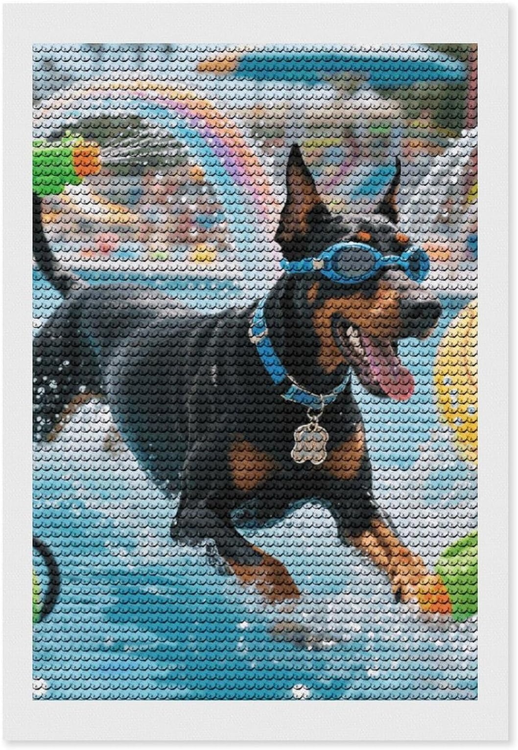 Doberman Pool Blitz Diamond Painting Kits for Adults 8"x12" 5D Diamond Art Kits for Beginners DIY Full Drill Round Diamonds Gem Art Crafts Painting for Home Wall Decor (No Frame)