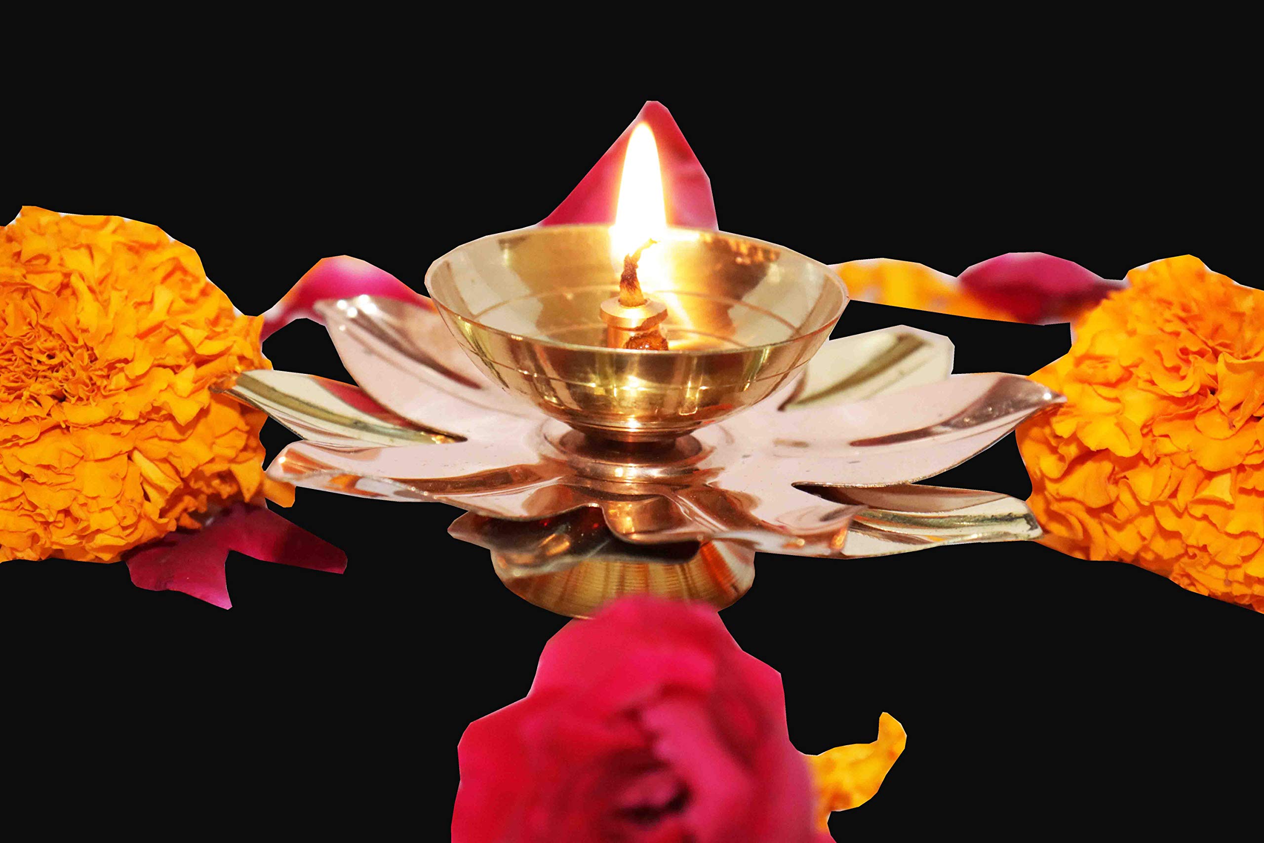 Artigiano Diya In Ottone A Forma Di Fiore Di Loto – Lampada Ad Olio Tradizionale Indiana Per Puja E Diwali, 8x5 Cm