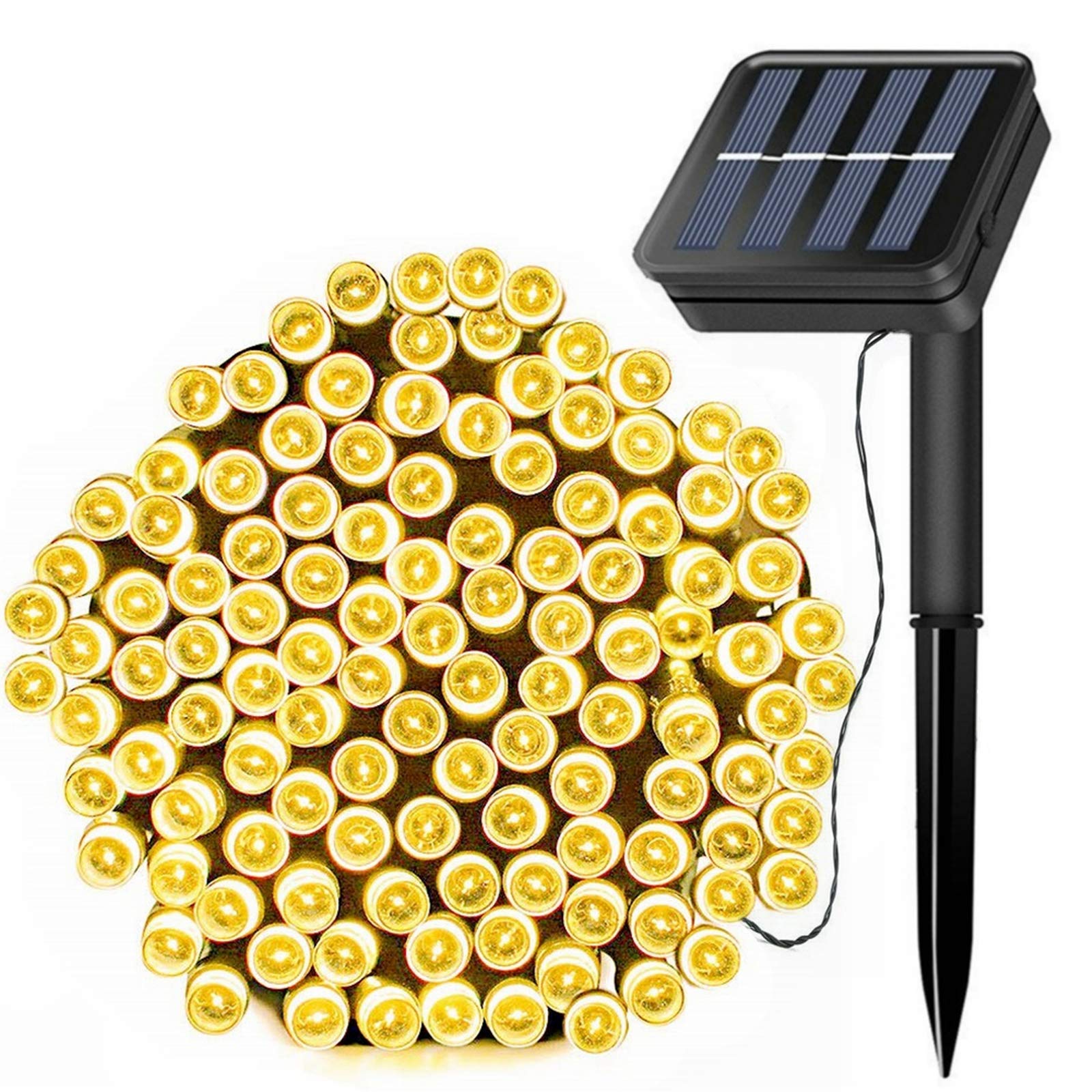 Fansir Warm White Solar String Lights, 72Ft 200 Led Outdoor String Solar Powered Fairy Lights Waterproof 8 Modes Garden Decorative Light For Tree, Patio, Garden, Yard, Home, Wedding, Party (Warm White)