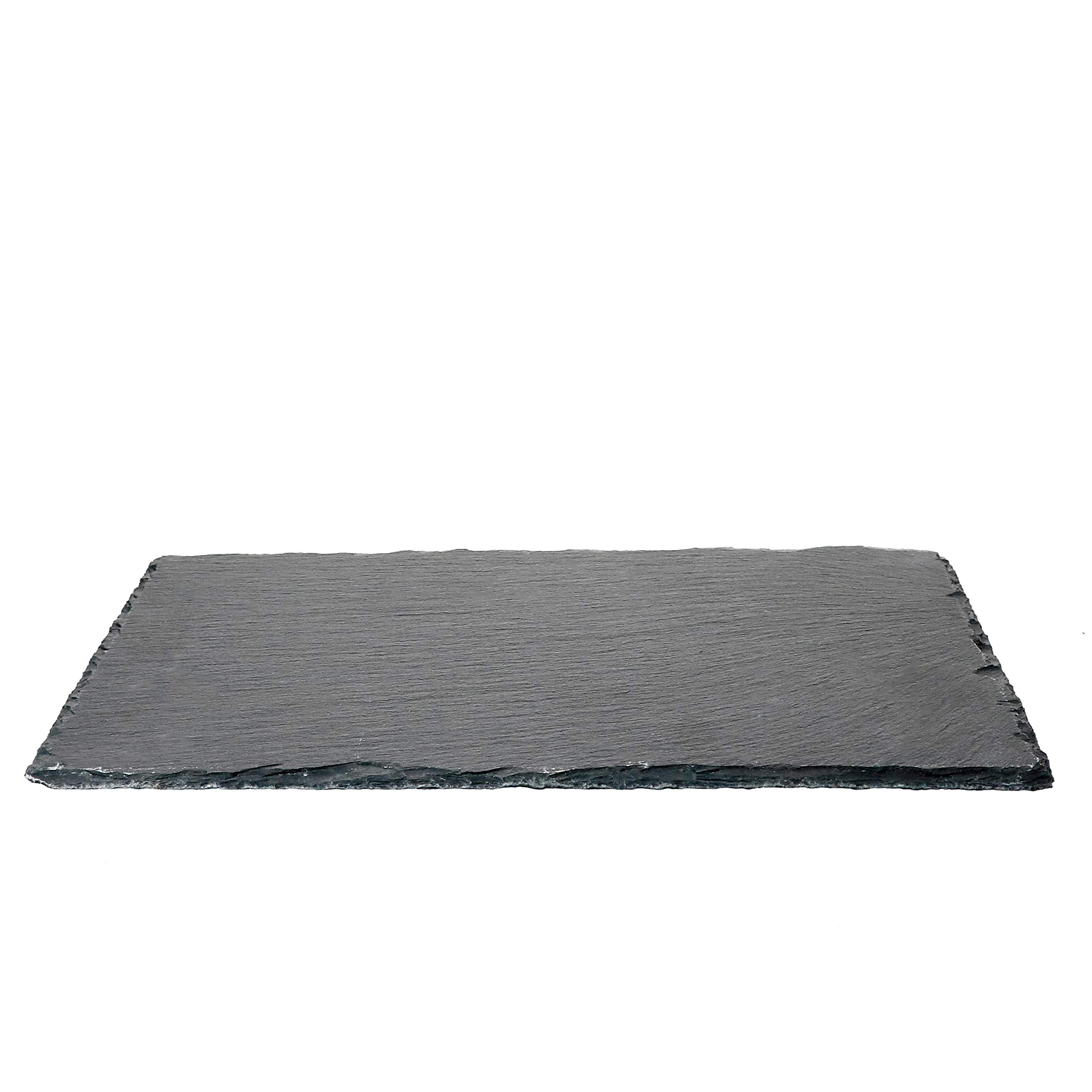 MamboCat Lot de 12 plaques en ardoise 20 x 30 cm - Assiettes rustiques en ardoise - Bords cassés naturels - Idéal comme plateau à sushi et assiettes de présentation - Noir
