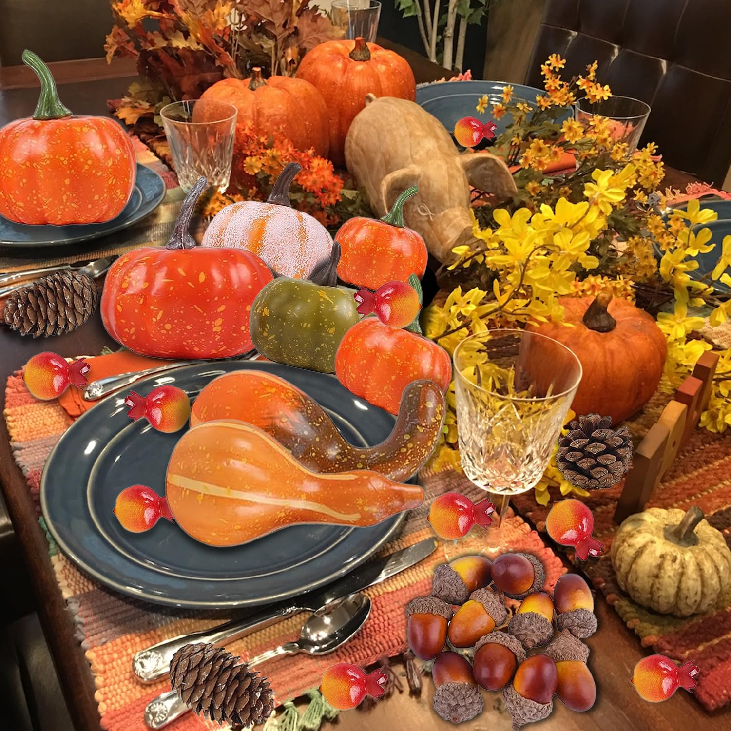 TEWWCEO 162 Pcs Décoration De Citrouilles Automne, Automne