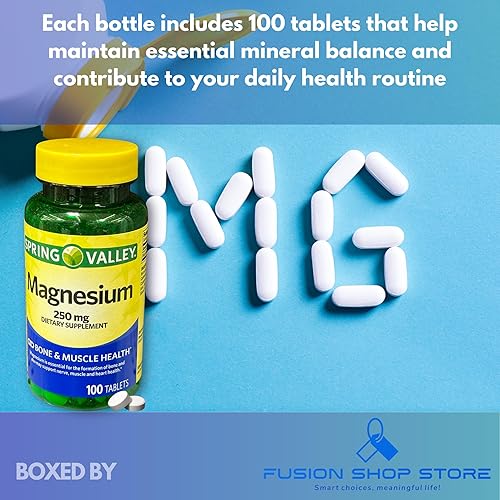 Miniatura 2 de Magnesio 250 mg- Comprimidos de salud muscular ósea 100 Ct (paquete de 1)