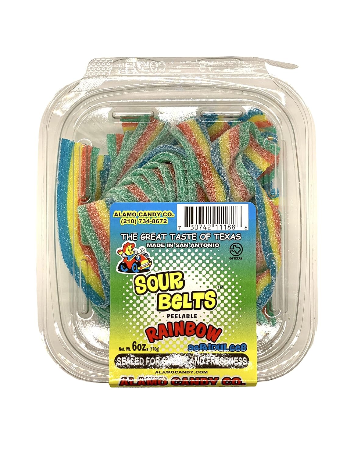 Alamo Candy 1 Count Sour Belts Peelable (Rainbow Belts