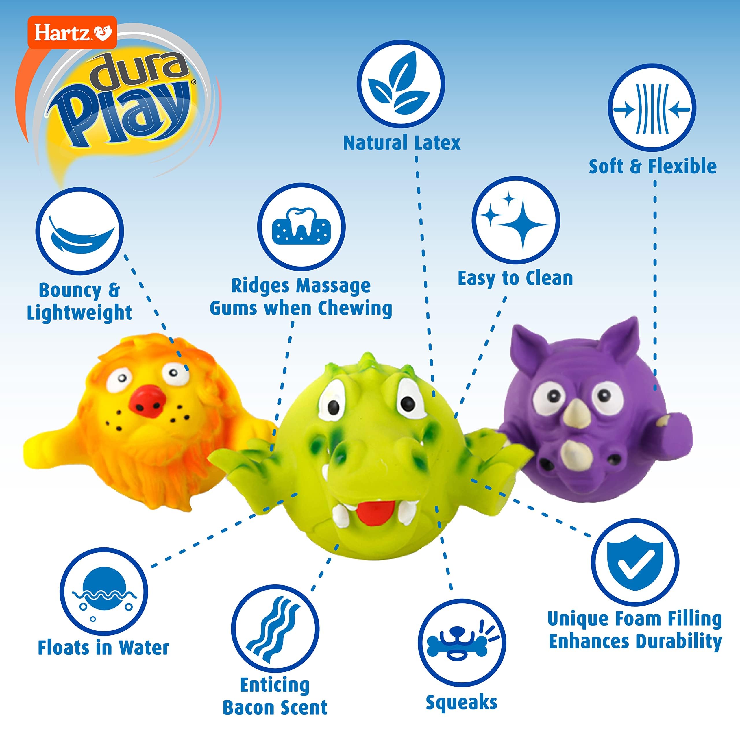 Pet Supplies : Hartz Dura Play Zoo Balloons Squeak Dog Toy