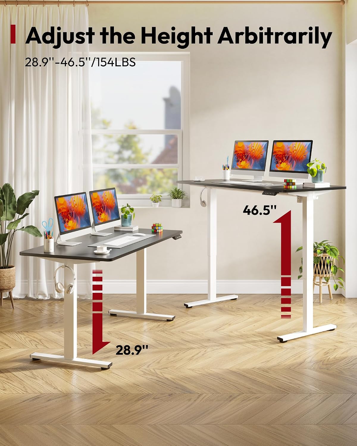 SANODESK Electric Standing Desk 48 x 30 Inches Whole-Piece Desktop Height Adjustable Stand Up Desk w/6-Button Controller Ergonomic Computer Desk for Home Office, White Frame + Black Tabletop - 8