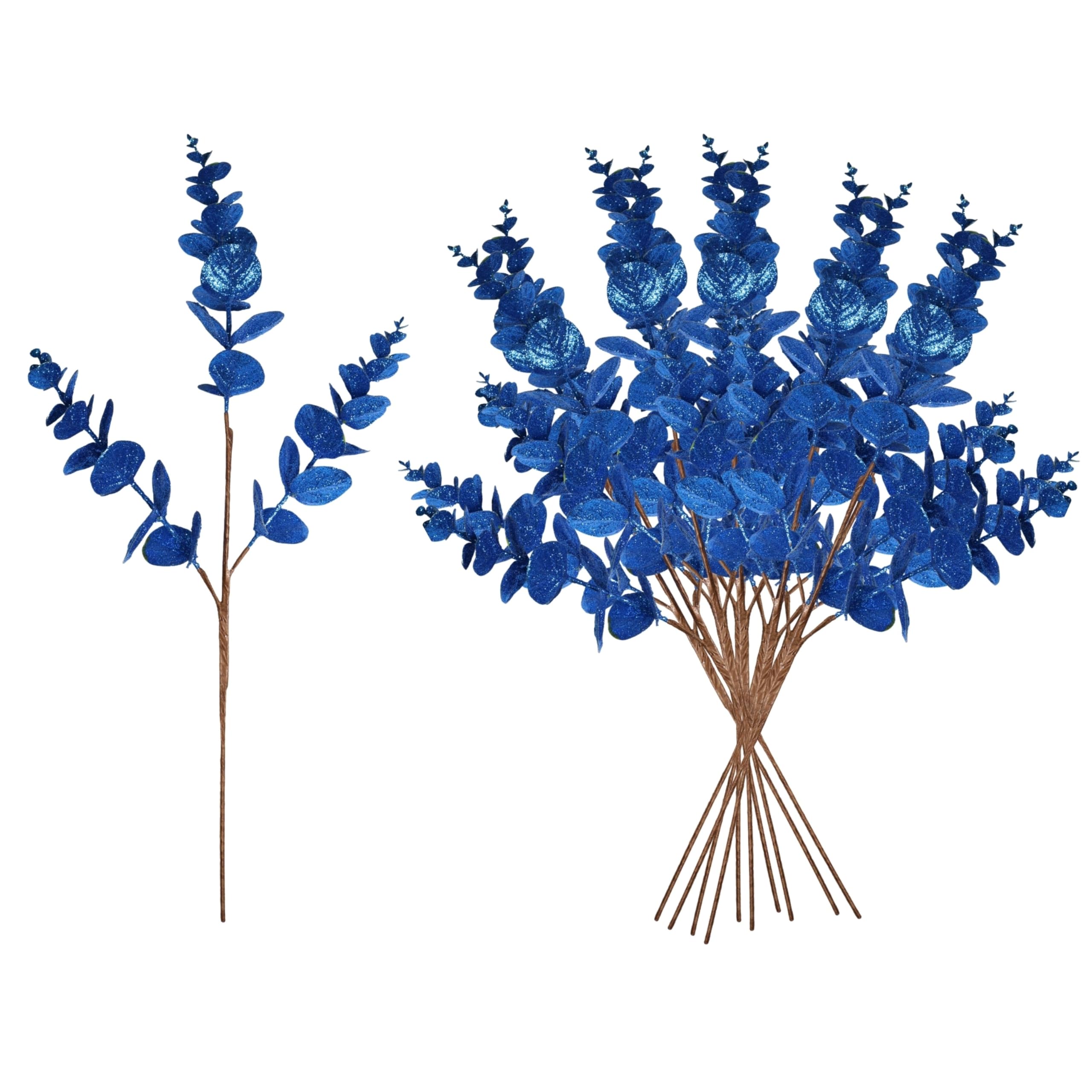 Christmas Tree Eucalyptus Stems, Artificial Picks 55cm Dark Blue 12Pcs