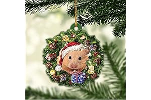 Talataca Syrian Hamster Wearing A Christmas Hat Wreath Gift for Hamster