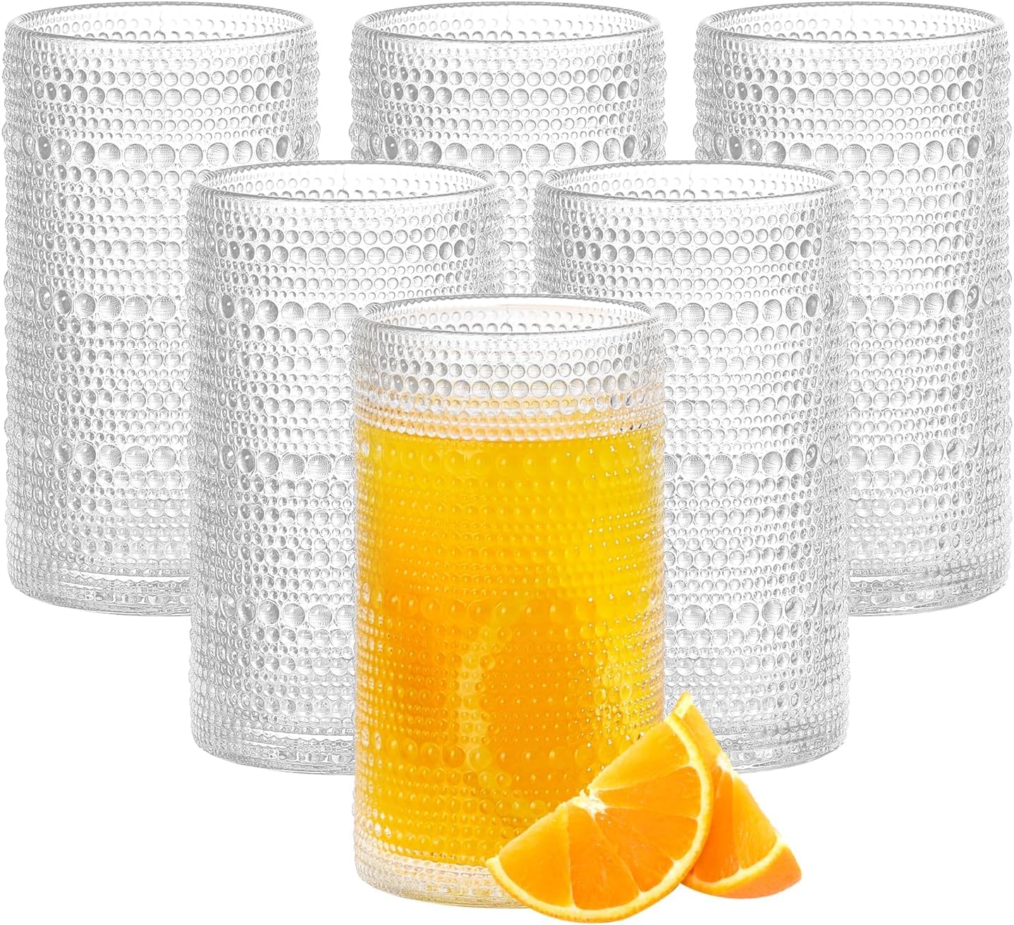 Amazon.com | GDCCI 16oz Hobnail Drinking Glasses Set of 6, Vintage