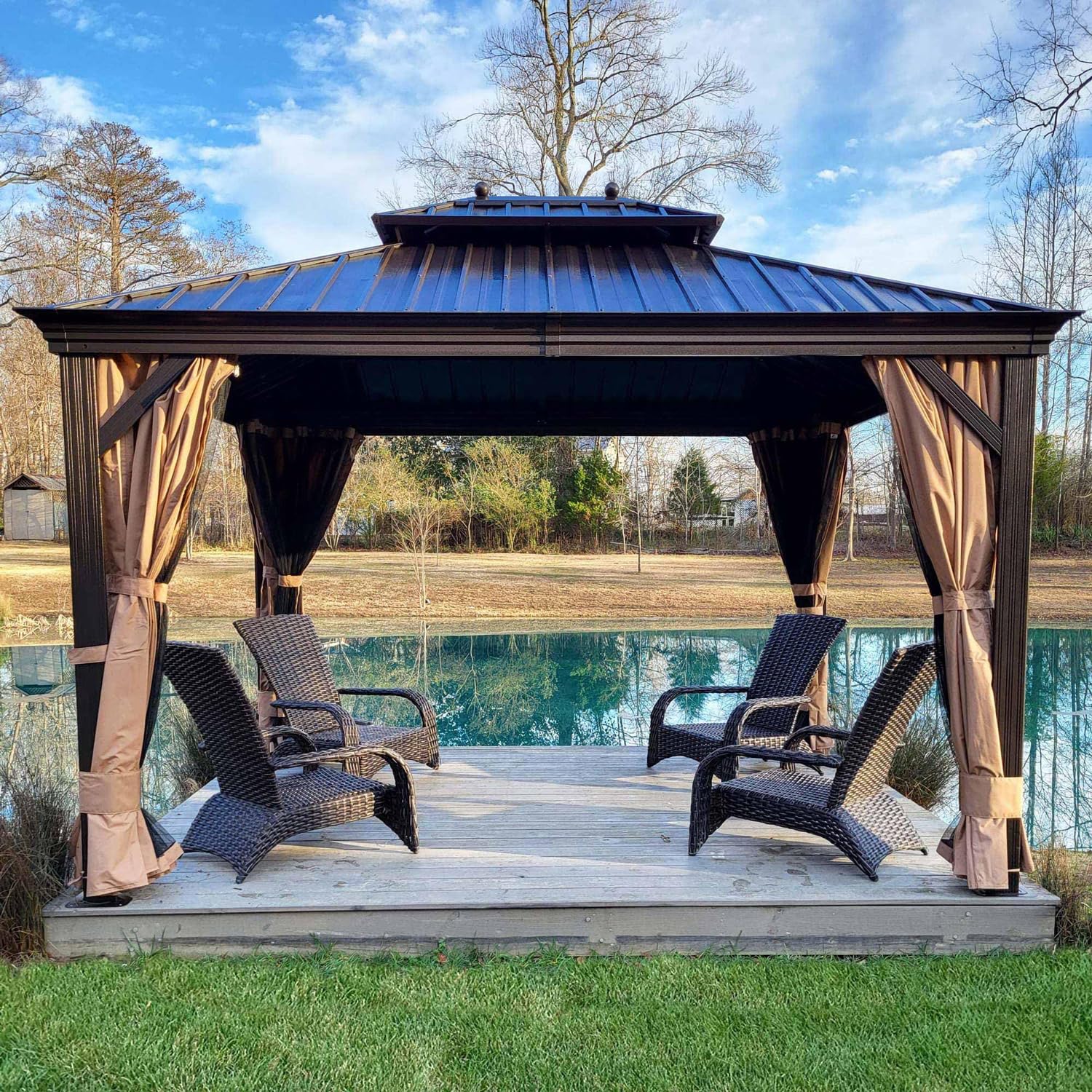 Amazon.com : PURPLE LEAF 10' X 12' Hardtop Gazebo Canopy for Patio