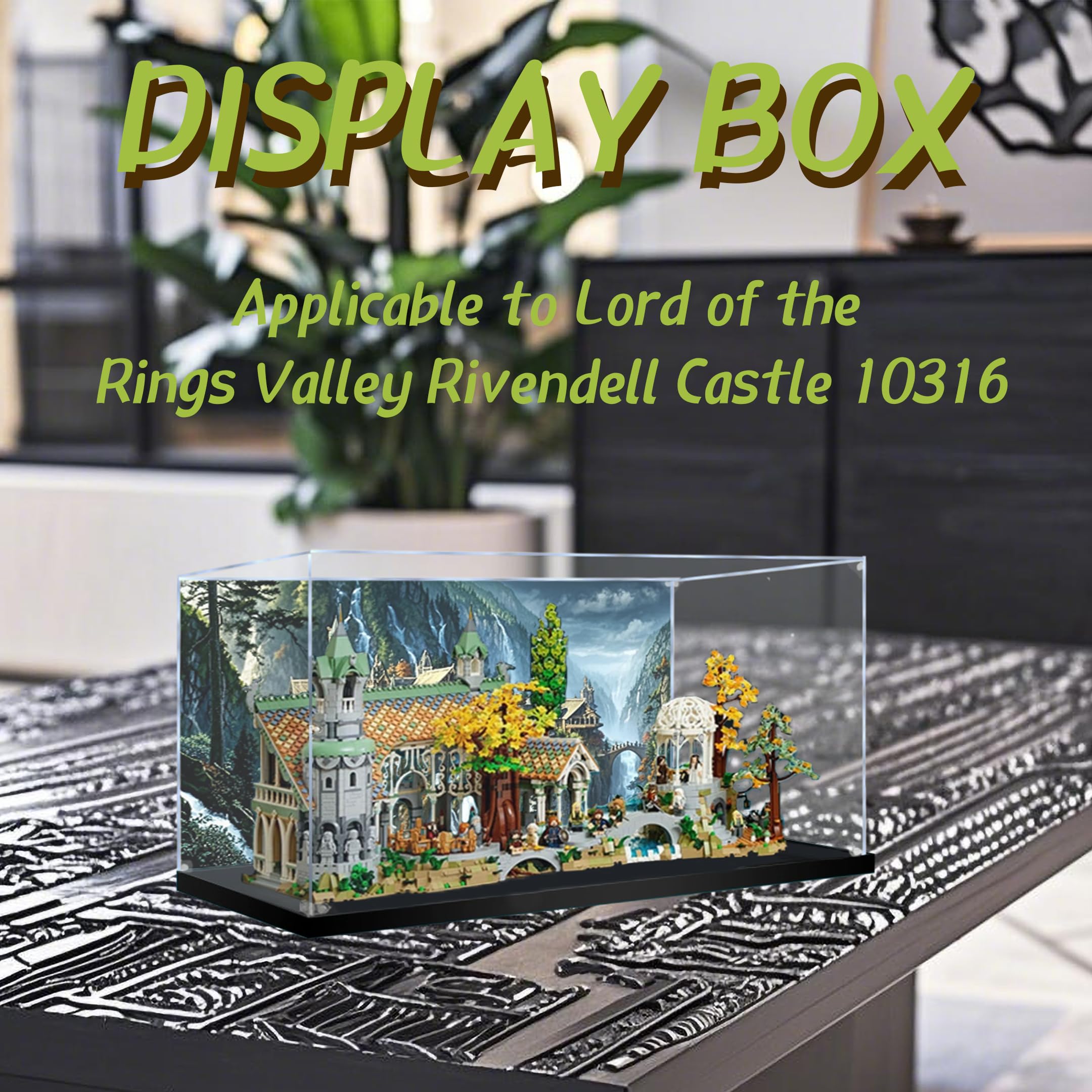 Vitrine en acrylique pour Lego 10316 Seigneur des Anneaux Château de Rivendell, Boîte transparente anti-poussière - Seulement la vitrine, Boîte de présentation compatible avec Lego 10316 (Revêtement