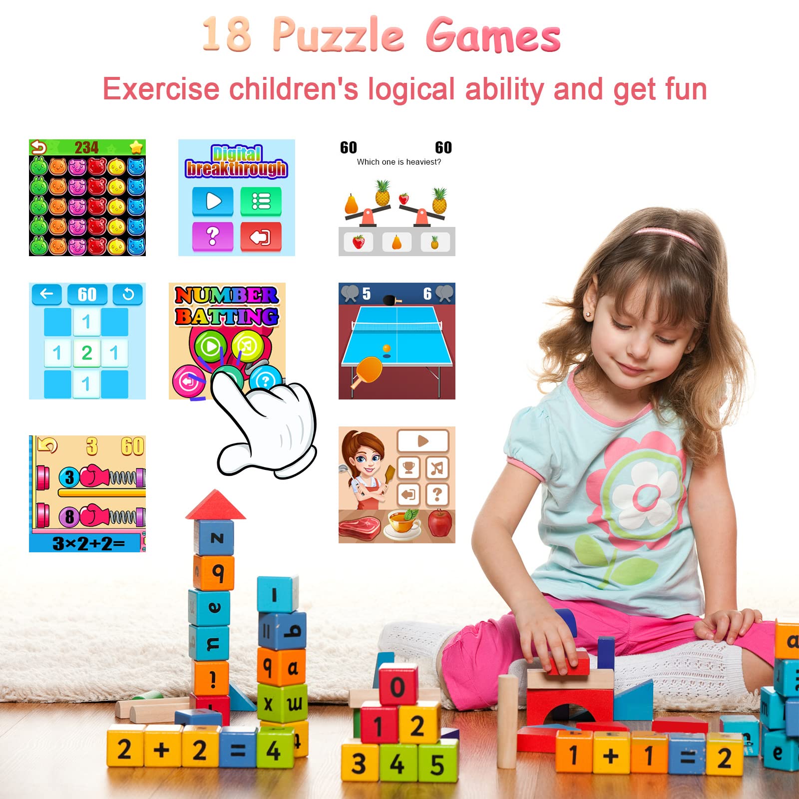 PTHTECHUS Smartwatch Niño Reloj Inteligente Teléfono Infantil con Llamadas SOS, 16 Juegos, Cámara, Música MP4, Despertador, Linterna, Smart Watch Digital para Niña y Niño 4-12 Años Regalo