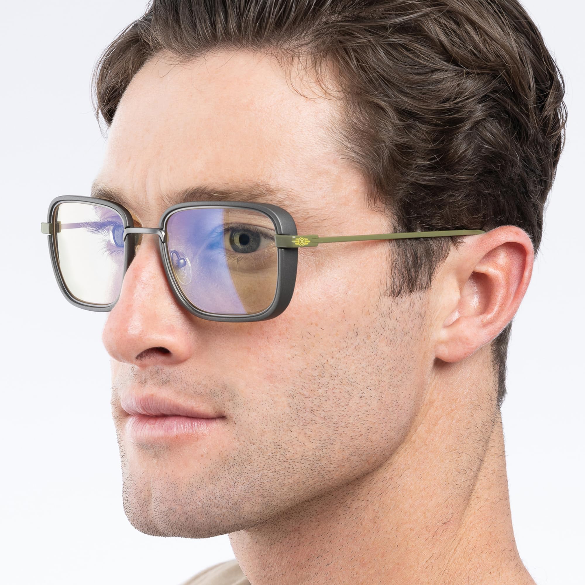 Gunnar Occhiali da gioco e per computer-Fallout Vault 33-Colore montatura: Gunmetal-Olive-Occhiali bloccanti la luce blu
