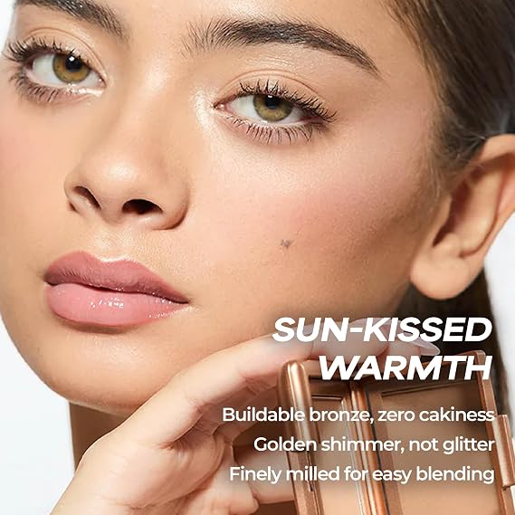 MCoBeauty Summer Glow Bronzer Powder With Natural Luminious Finish | Subtle Golden Shimmer, Natural Warmth, Pressed Formula, Buildable, Vegan & Cruelty Free