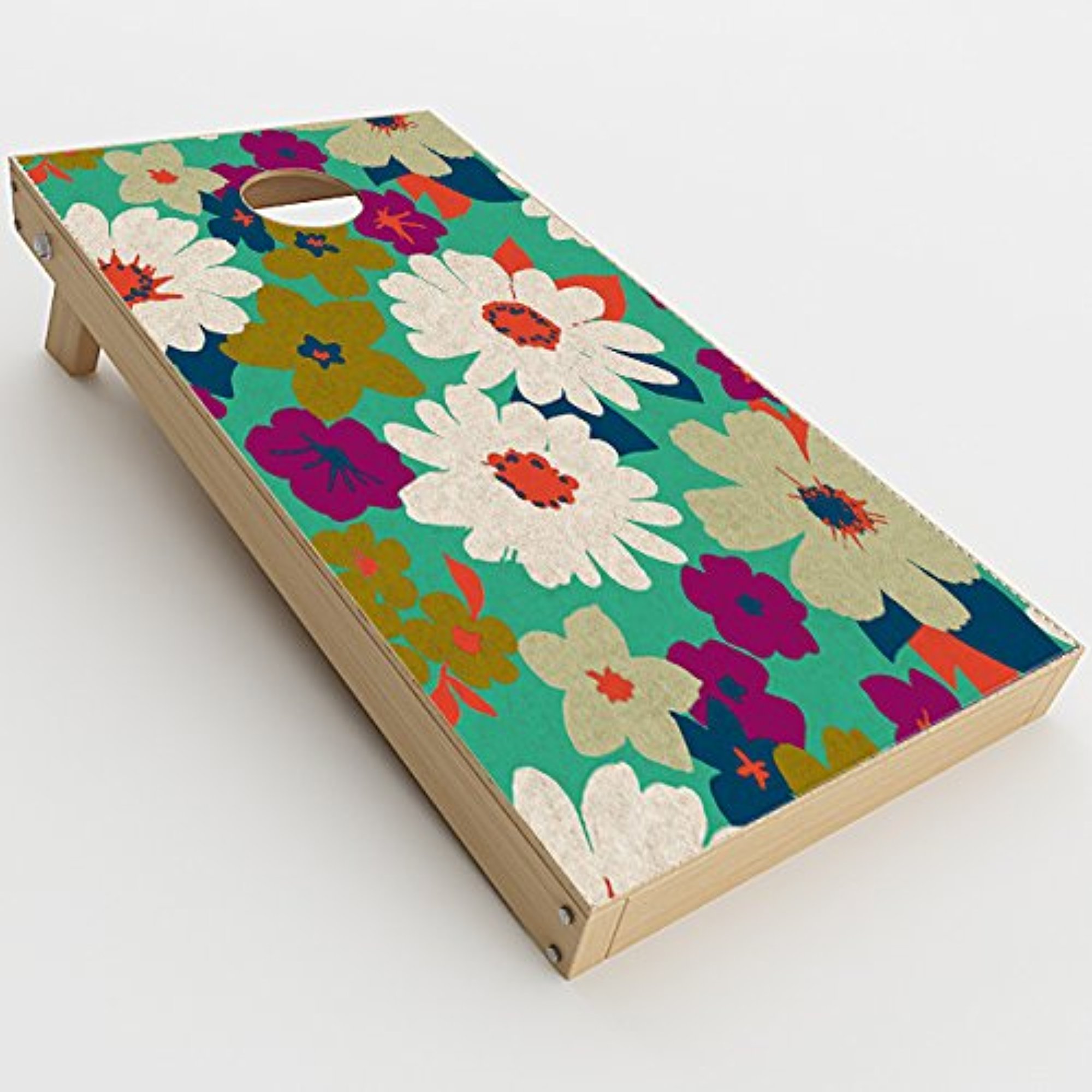 Skin Decal Vinyl Wrap for Cornhole Outdoor Board Game Bag Toss (2 x Pcs. Skins only) / Vintage Flowers Daisy Print