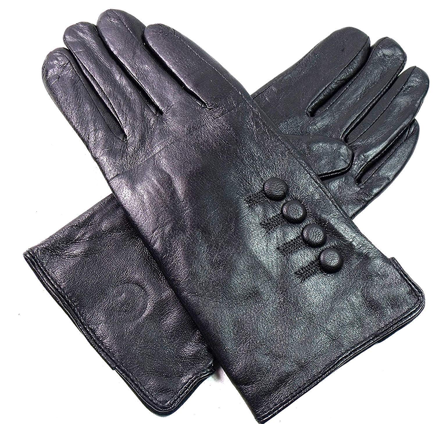 Emporium Leather Women's Navy Lades Genuine Leather Gloves Fully Lined (Large, )