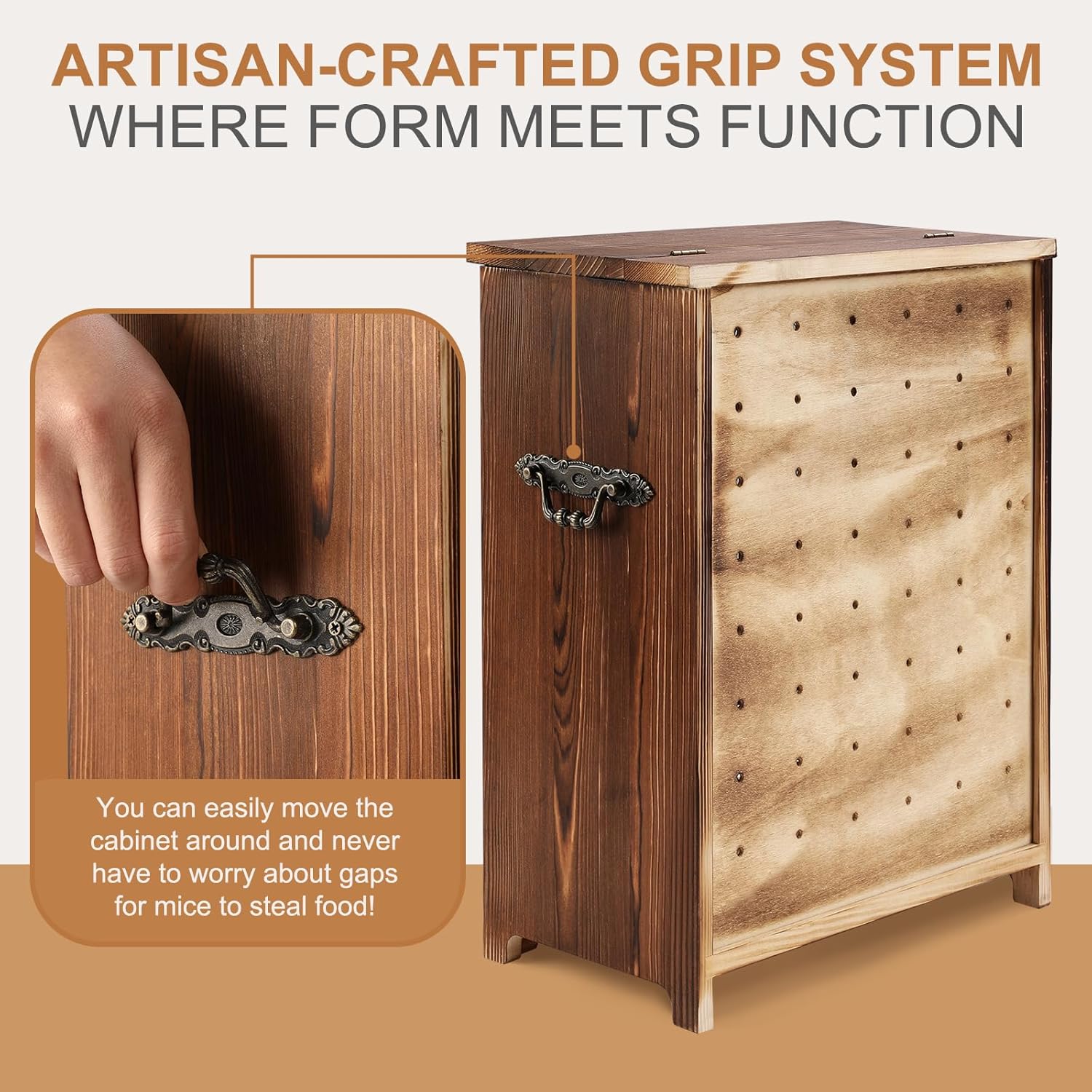 Mini Potato and Onion Storage Bin - Wooden Storage Box for Kitchen Countertops, Vegetable Storage Bins, 12.2"W x 6.5"D x 16"H (Black)