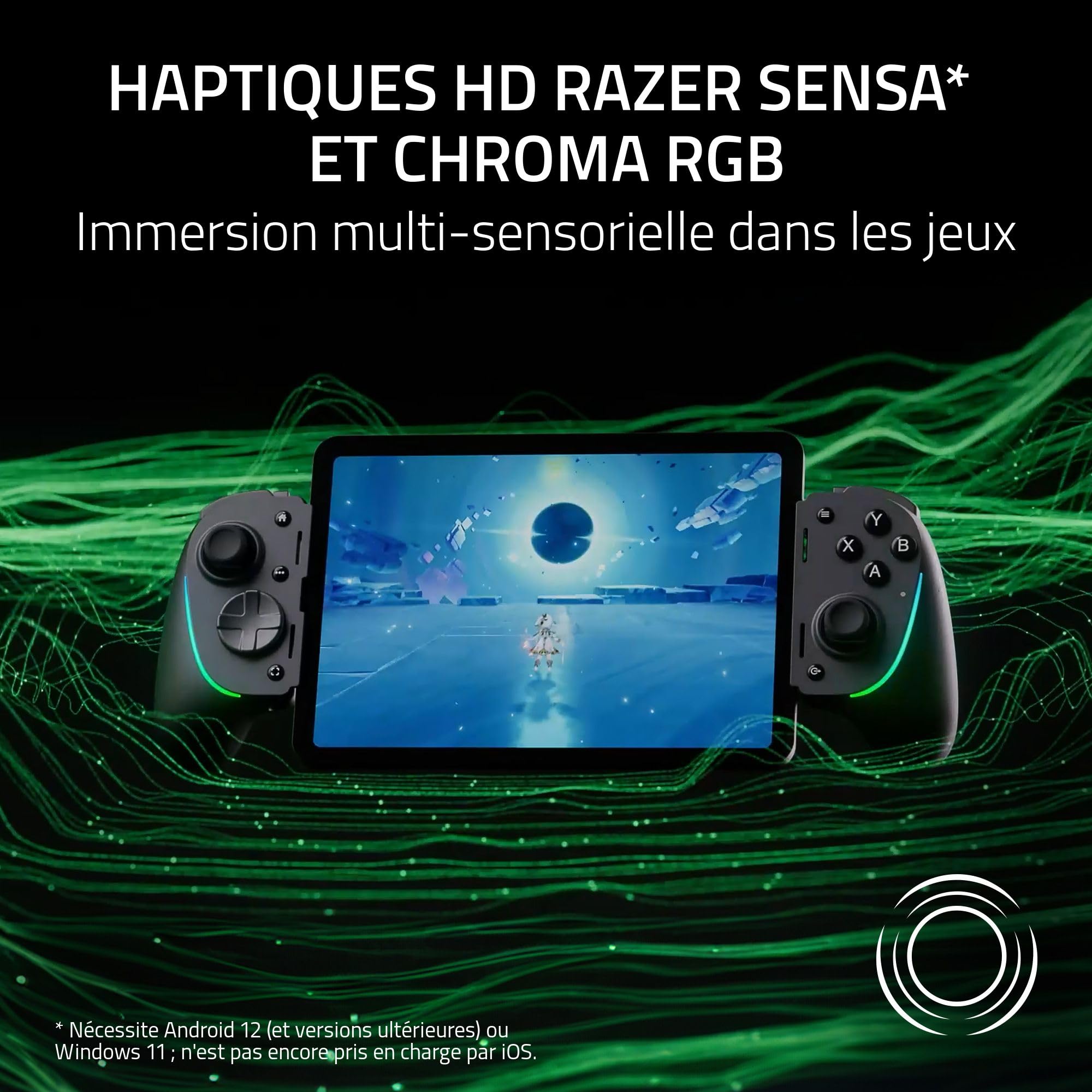 Razer Kishi Ultra - Contrôleur de jeu USB-C pour iPhone, smartphones Android et iPad Mini (haptique Sensa HD, Chroma RGB, chargeur passthrough, boutons Mecha-Touch et D-Pad, jeu mobile) Noir