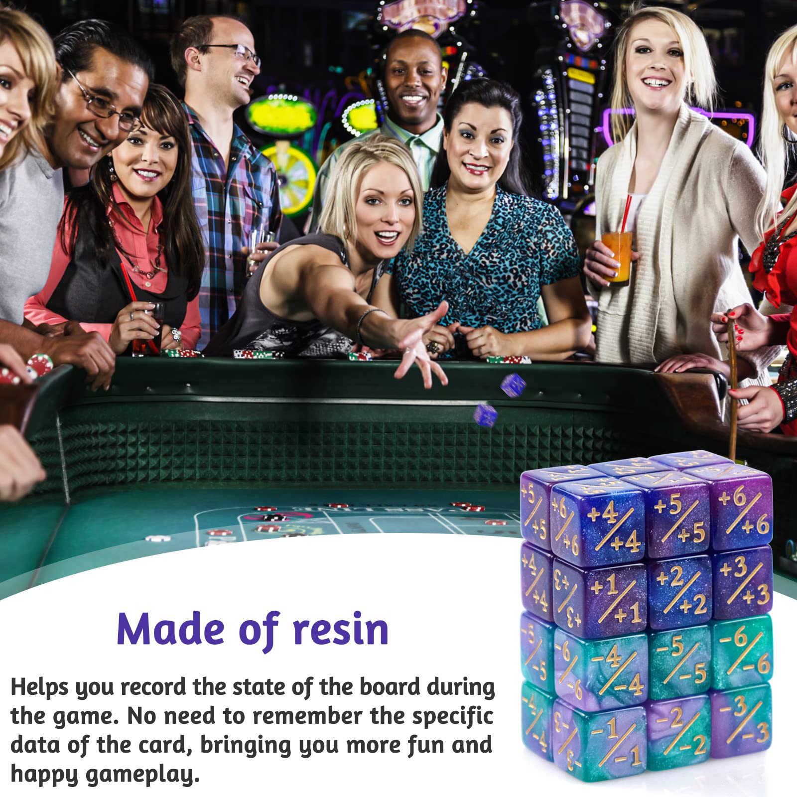 Set De 24 Dés Compteurs Violets – D6 15 Mm, Positifs Et Négatifs, Pour MTG, CCG Et Jeux De Cartes