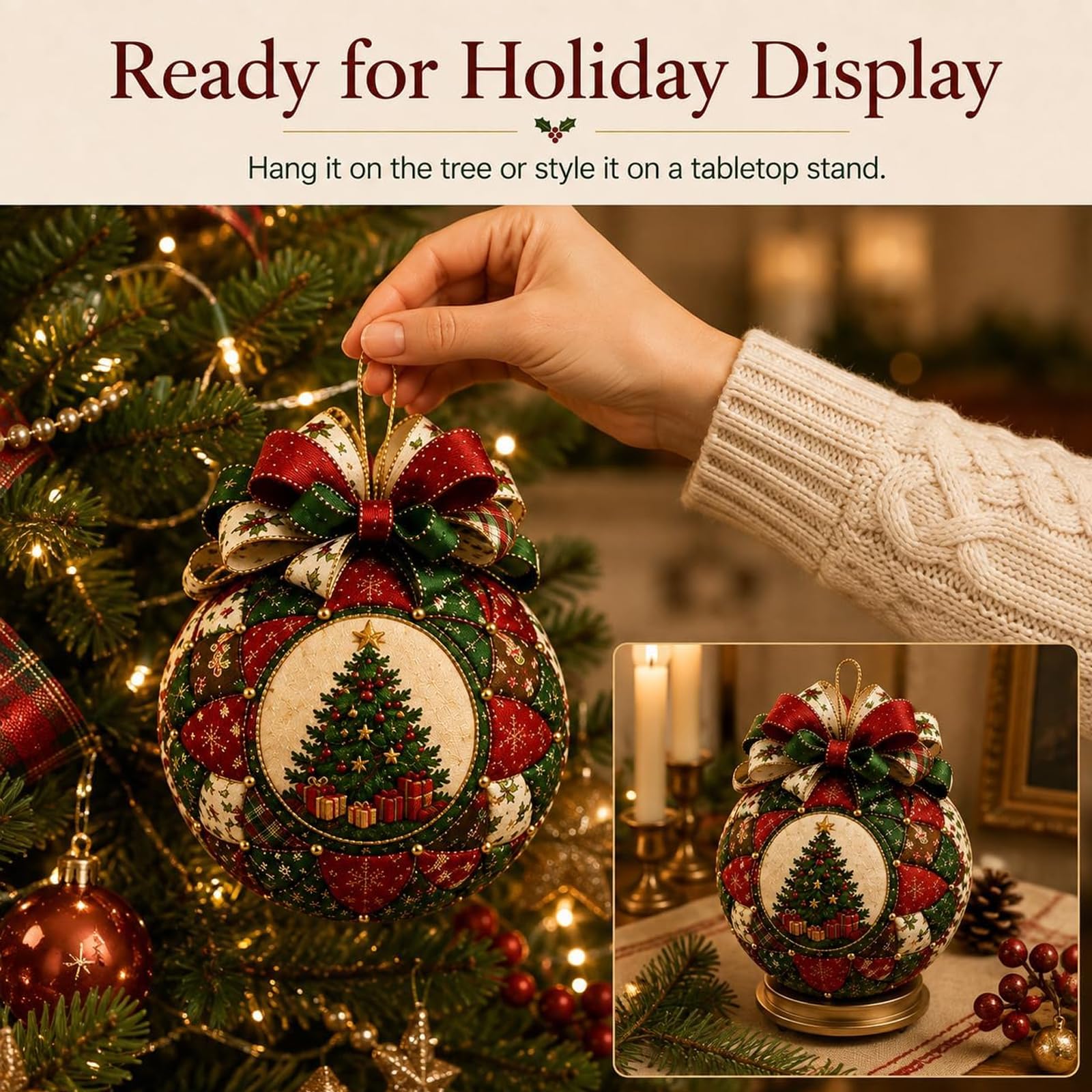 Kit Fai-da-Te per Ornamenti Patchwork di Classici di Natale, Decorazioni Festive