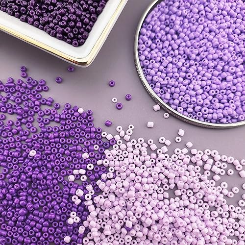 Miniatura 2 de COIRIS 120 cuentas de semillas de vidrio de aproximadamente 20000 unidades, 4 colores, tamaño surtido, 0.098 in, cuentas de semillas para
