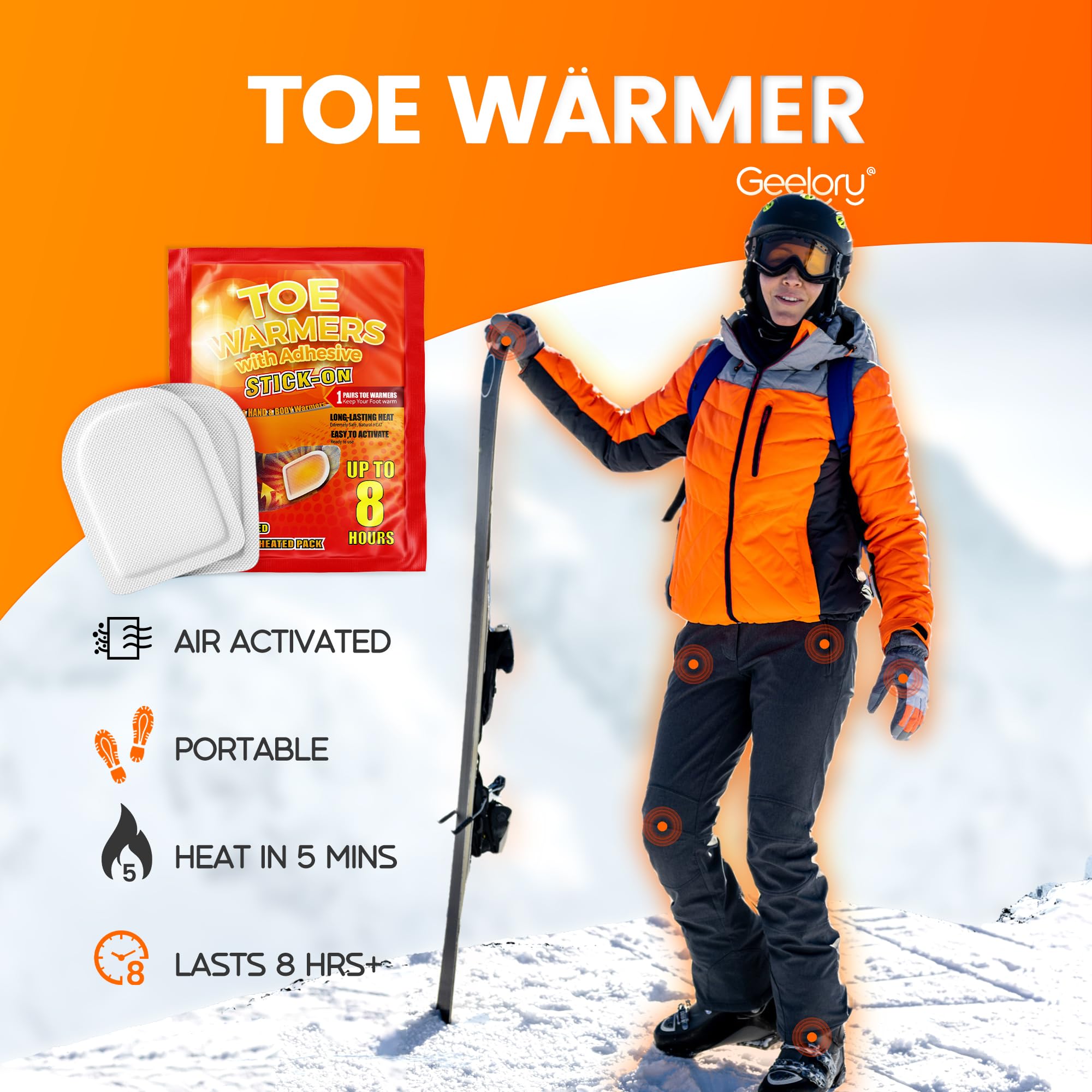 Toe Warmer - Hand and Foot Warmers 100 Pair, Long-Lasting Up to 8 Hours Feet Warmers Disposable with Adhesive, Ultra Thin Safe Toe Warmers for Feet, Winter for Women Men Mom Dad