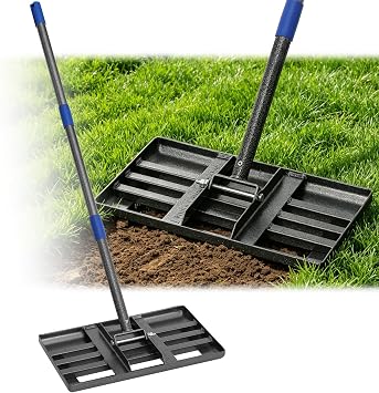 Lawn Leveling Rake,Long Handle Rakes for Lawns Heavy Duty Lawn Leveler Tool for Soil Compost Sand Landscape Rake for Yard Garden Golf Course 17"x10"