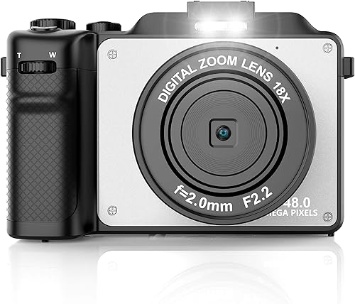 Cámara de vlogging, cámara digital 4K 48MP con WiFi, tarjeta TF 32G gratis y correa de mano, enfoque automático y antivibración, 7 filtros de color