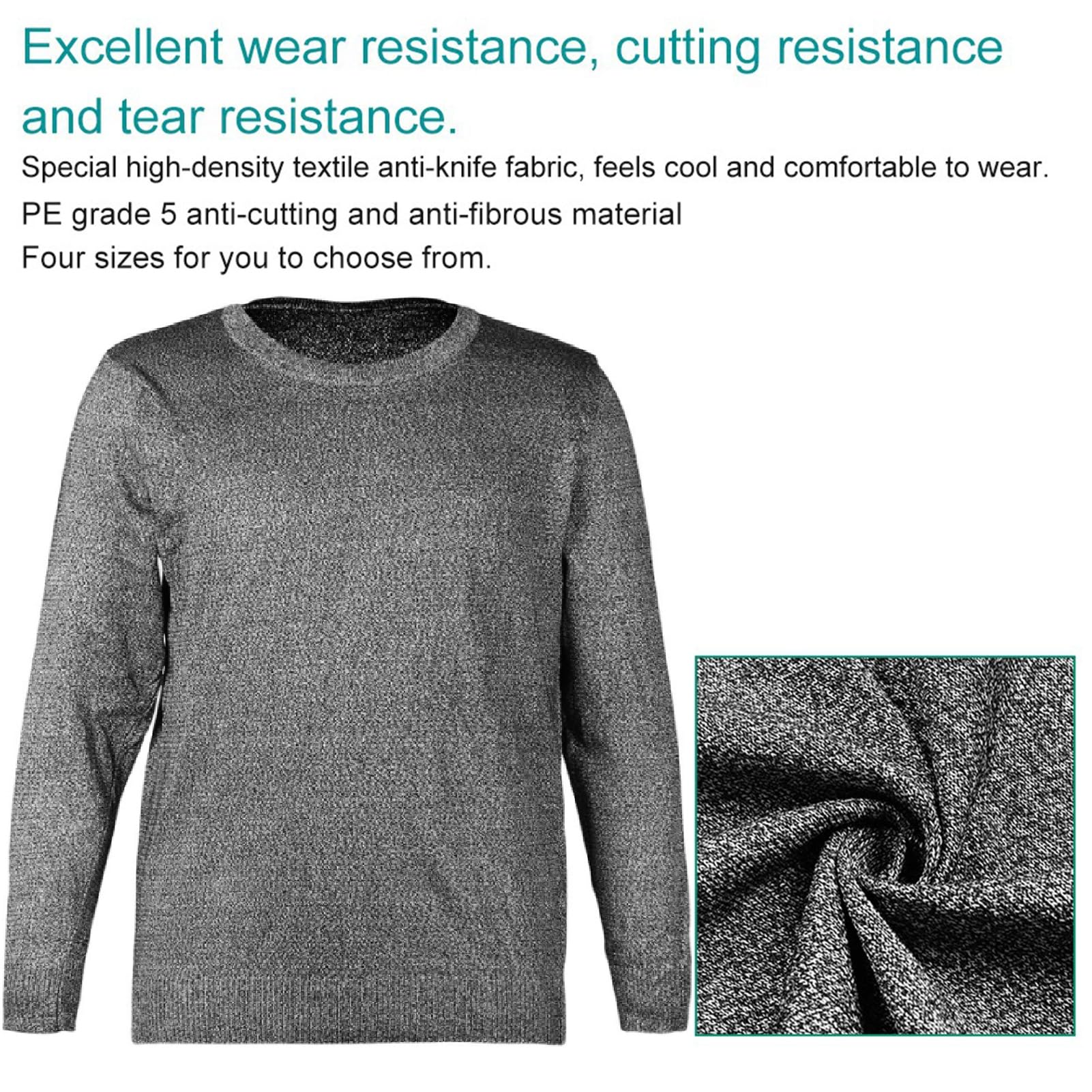Camicia Resistente al Taglio Abbigliamento Antitaglio Pullover Protettivo di Livello 5 Girocollo Camicia di Sicurezza sul Lavoro a Maniche Lunghe per La Produzione Industriale(M)