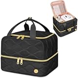 Nail Polish Organizer Holds 42+ Bottles (15ml/0.5 fl.oz), 2-Layer Nail Travel Case with Compartments for Nail Stuff, Nail Tech Organizers and Storage for Supplies, Gift for Manicurist, Black