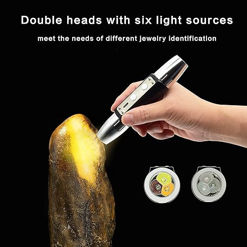 Miniatura 7 de OMENI Lámpara detector de luz de evaluación de jade, probador de gemas recargable, linterna de identificación de gemas, linterna de evaluación de