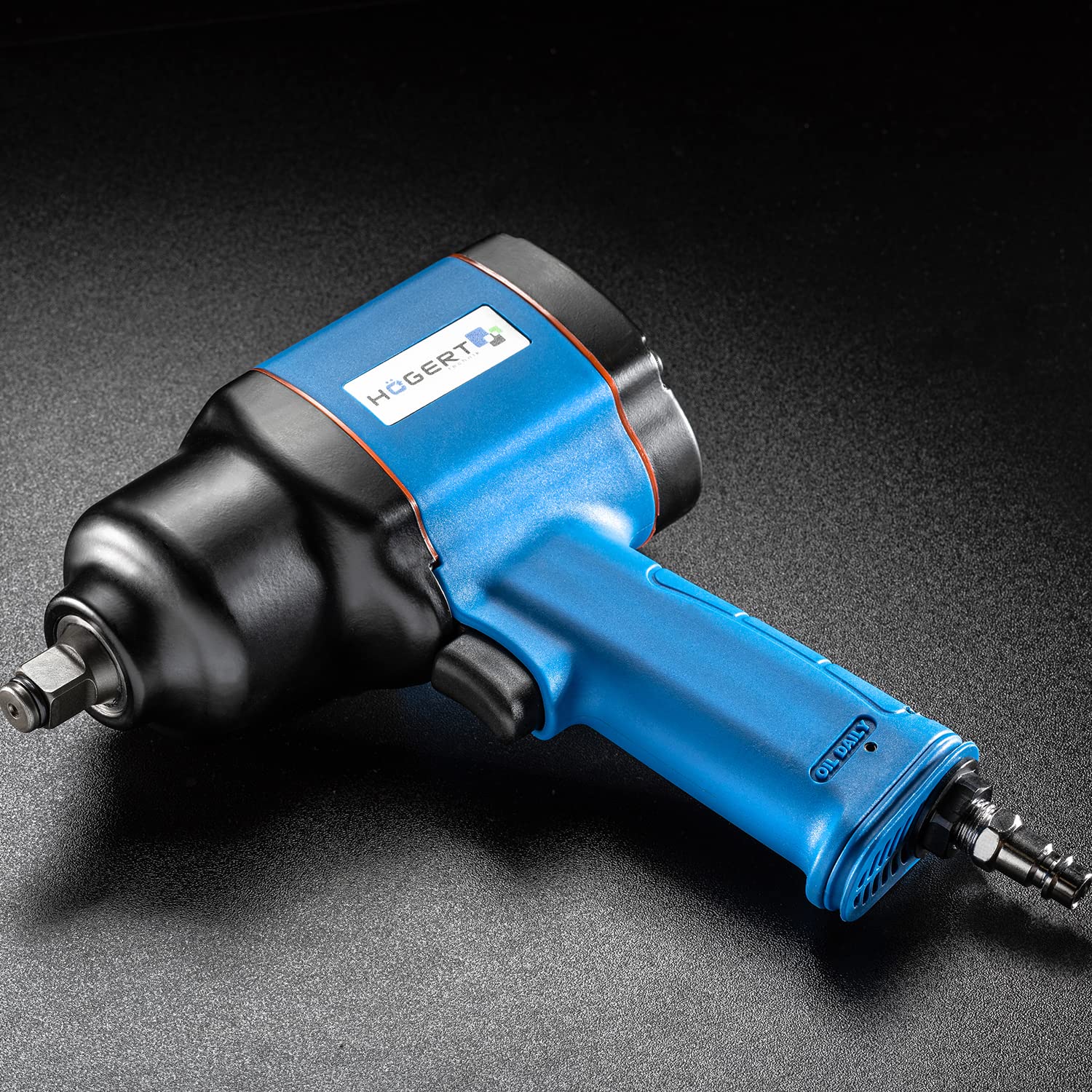 Högert Technik - Pneumatyczna wkrętarka udarowa 1/2" I mechanizm udarowy - Twin Hammer I zakres mocy do 1500 Nm I 3 zakresy pracy I przełącznik kierunku obrotu w lewo/prawo I HT4R623