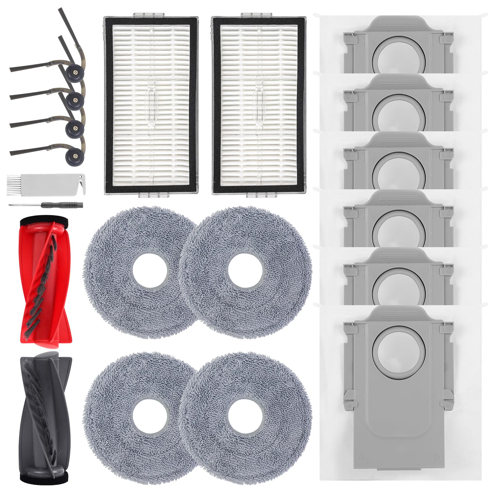 VIEWALL Zubehör,Staubbeutel,Wischtücher für Roborock Serie, Qrevo S5V,Qrevo Curv,Qrevo Curv S5X,Qrevo Edge,Qrevo Edge S5A,Saros 10R,Saros 20,Qrevo CurvX,Qrevo Curv 2 Pro/Prox Staubsauger