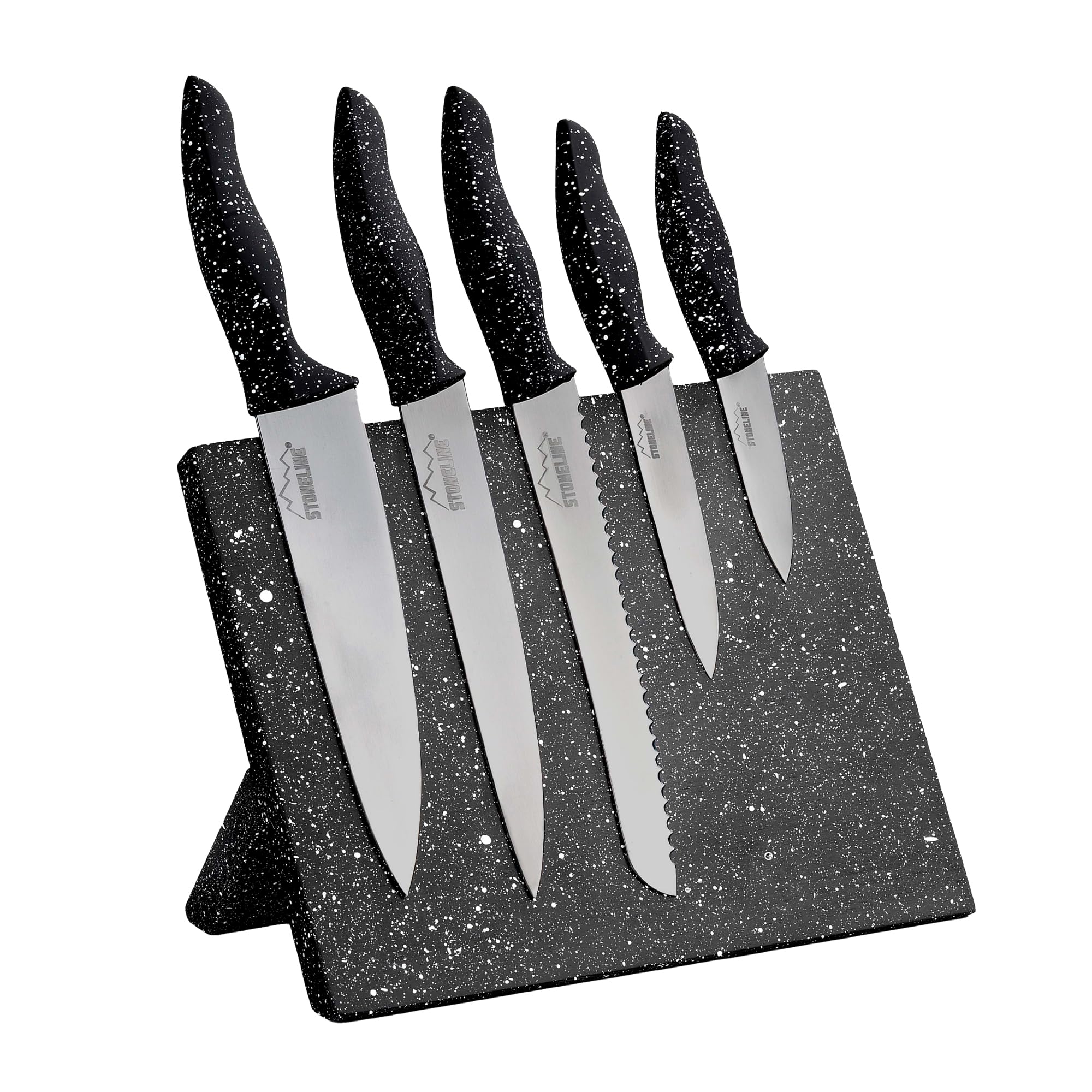 STONELINE Tacoma Taco Soporte Cuchillos Bloque Magnético Plegable con 5 Cuchillos de Acero Inoxidable, Hoja Afilada, Juego de Cuchillos Cuchillo Cocina Profesional para Carne Verduras Fruta