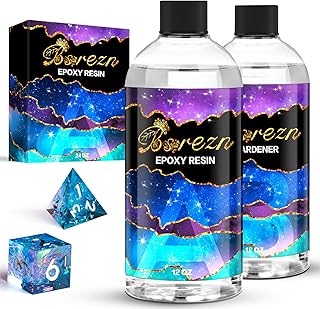 Clear Epoxy Resin 24OZ, Crystal Clear Hard Casting Resin and Hardener Apoxy Resina Epoxica Transparente 2 Part Resin Art Supplies for Jewelry Making Molds Crafts -Anti Yellowing-Fewer Bubbles