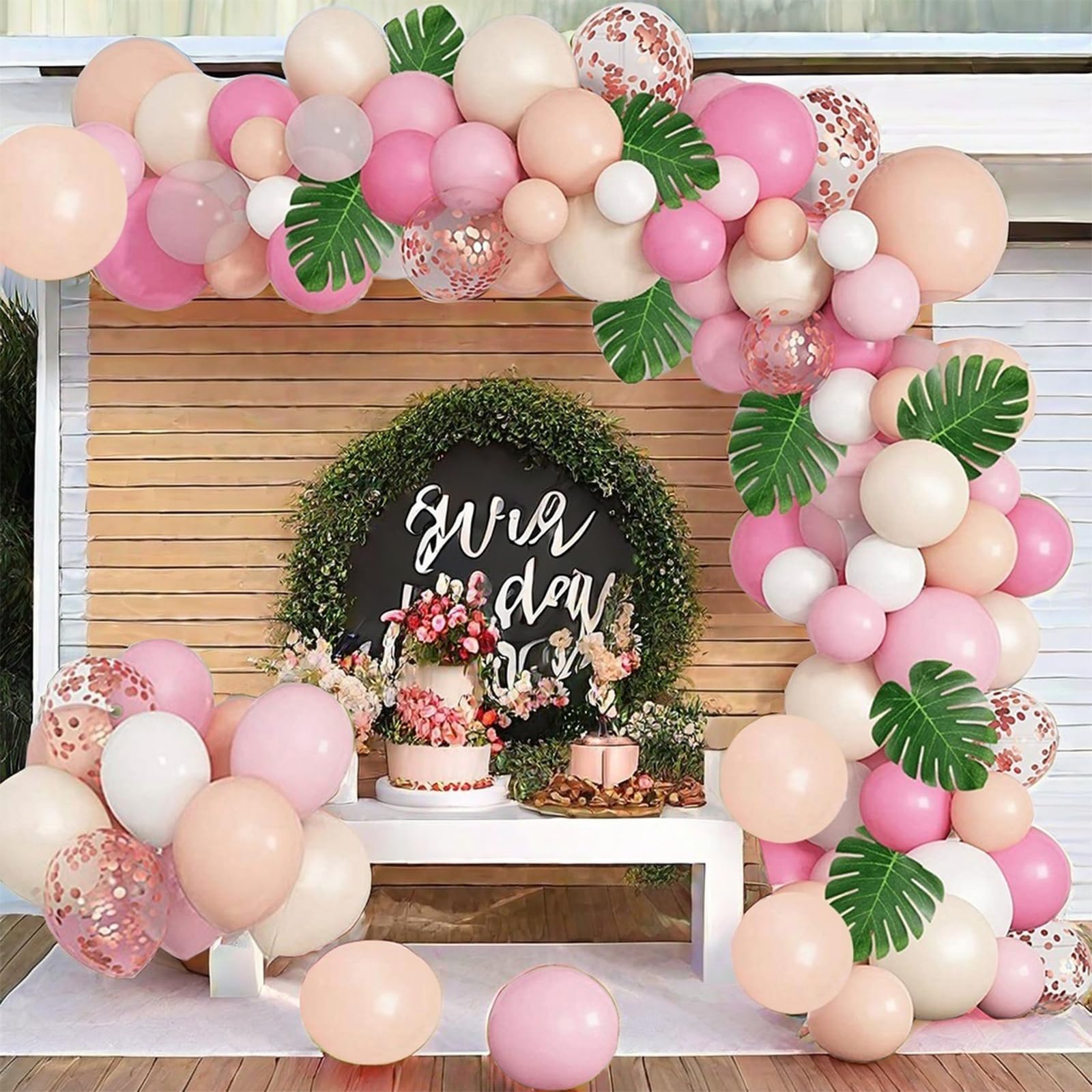 Beach Theme Balloon Kit Tropical Balloon Garland Arch Kit - Coral Blush  Pink \u0026 Mint Double Stuffed Balloons Beach Theme Party Decorations, image size:1600x1600