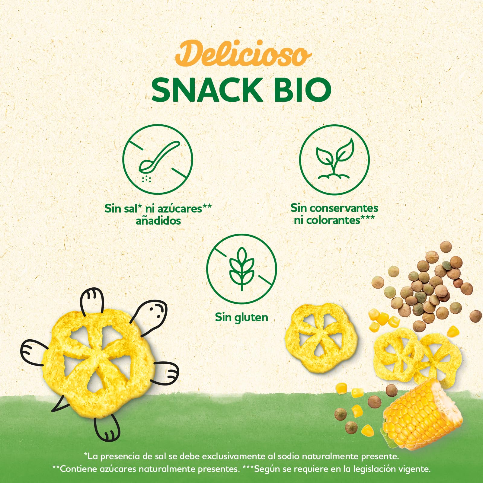 Blédina Snacks BIO Bolsas Lentejas y Maíz Sin Gluten Pack 8x20g