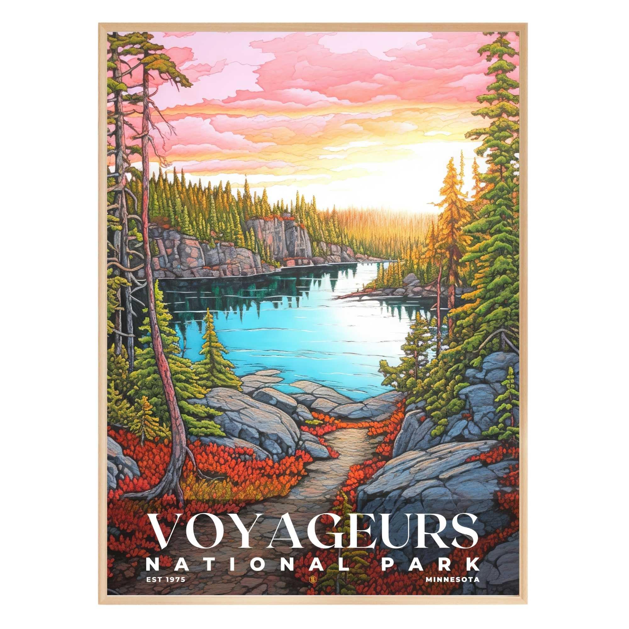 GroovyGrove Voyageurs National Park Poster, Nature Landscape Wall Art Print, Outdoor Adventure Travel Wall Art Home Decor for Office, Bedroom,