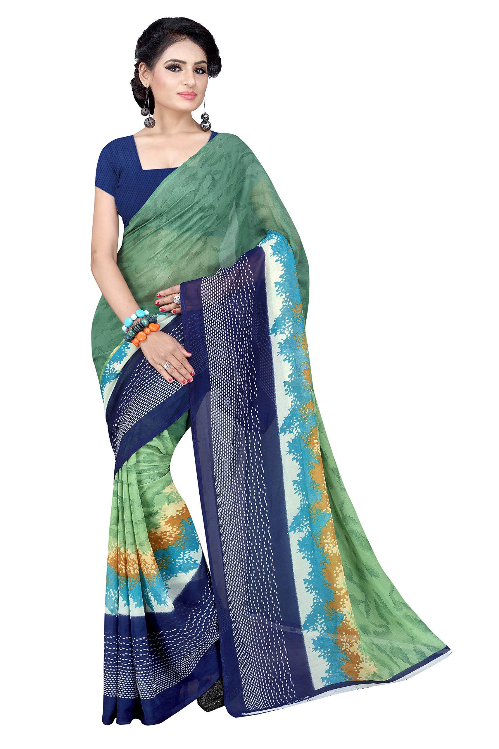 Pushpsagar Textile Multi Color Georgette Fabric Printed Saree For Women