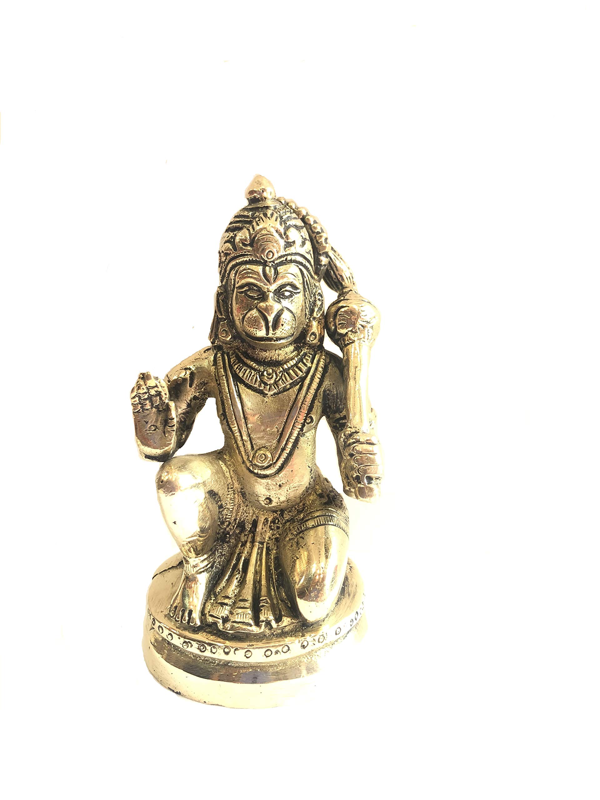 Buy Solitaire GEMS Original Brass Hanuman Ji Sitting Statue/Peetal