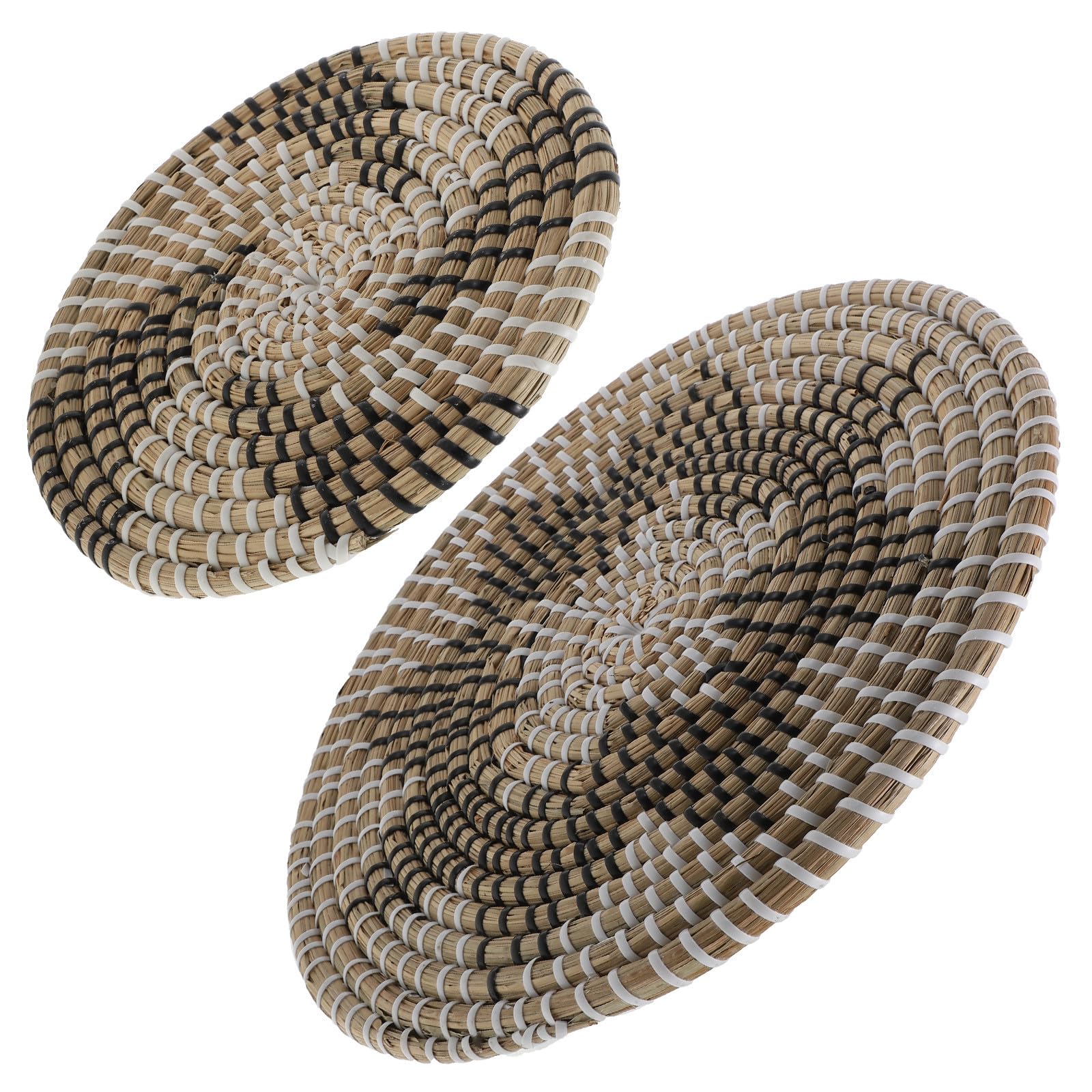 2 Piezas Adorno de Pared Circular Bohemio de Mimbre Beige Diseño