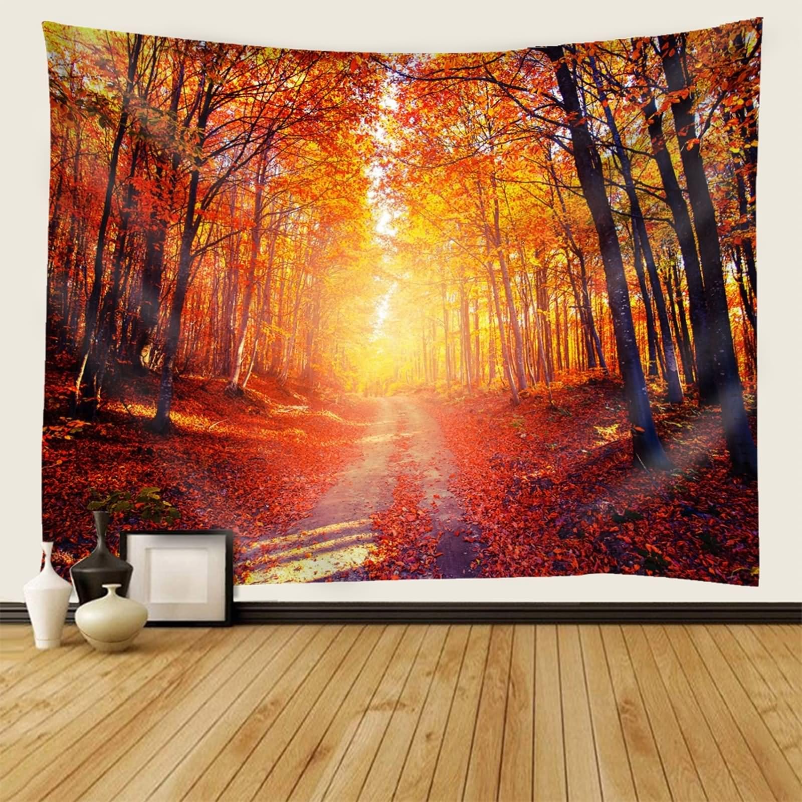 Tapices bohemios occidentales para colgar en la pared, tapices de pared, color naranja, otoño, arce, bohemio, decoración de pared, 200 x 200 cm