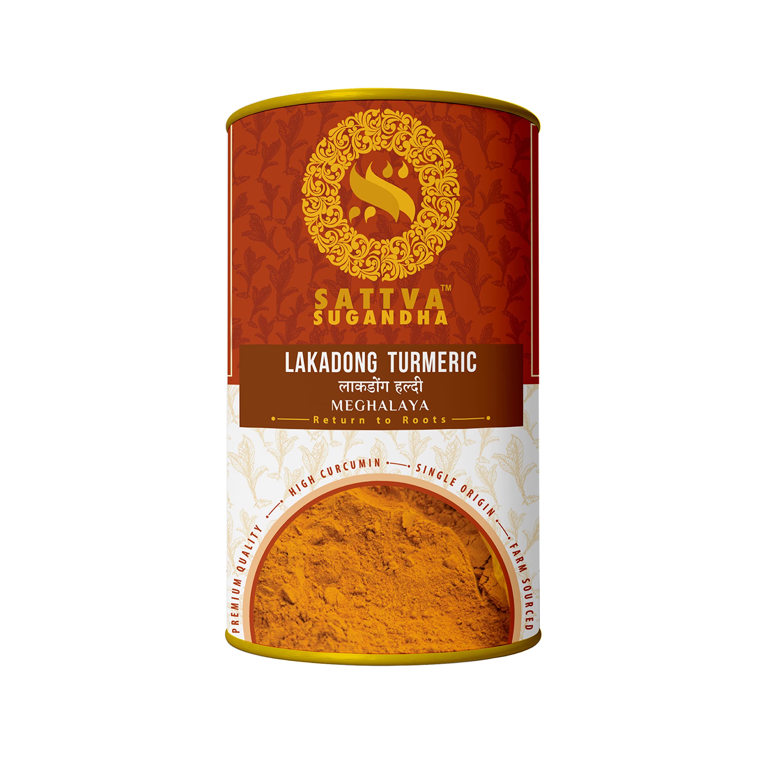Sattva Sugandha Lakadong Turmeric Powder Haldi Powder High Curcumin 8 - 9 percent 200g from Lakadong Meghalaya