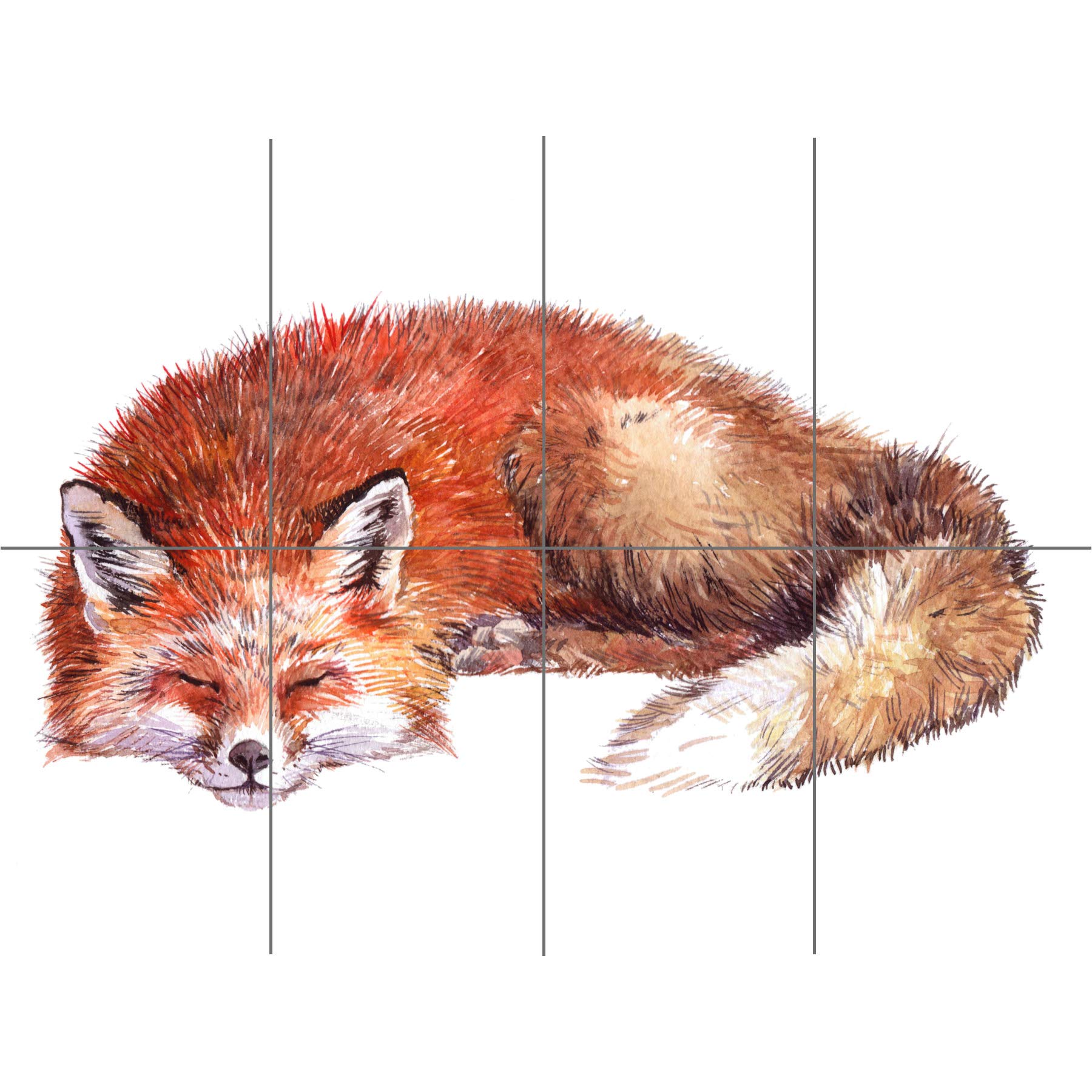 Artery8 Fox Sleeping Watercolour XL Giant Panel Poster (8 Sections)