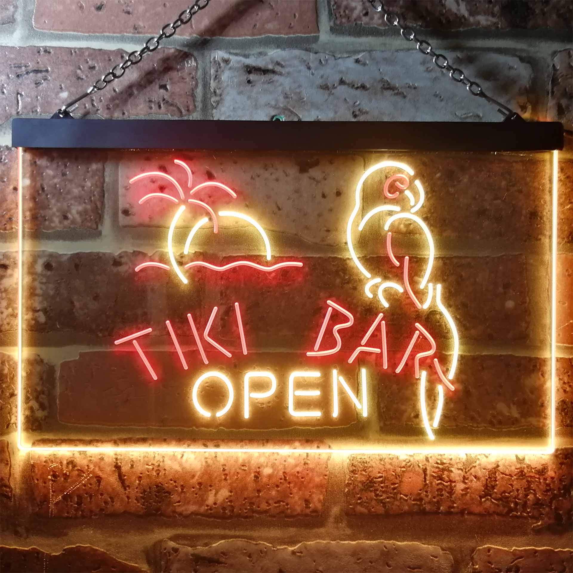 Amazon | Tiki Bar Open Parrot Dual Color LED看板 ネオンプレート