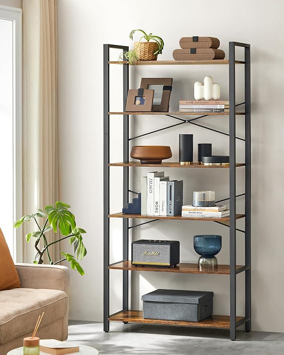 VASAGLE 6-Tier Bookshelf, Bookcase with Shelves, Storage Shelf, Living Room