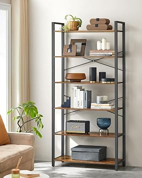 VASAGLE 6-Tier Bookshelf, Bookcase with Shelves, Storage Shelf, Living Room