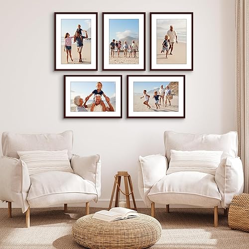 Vista 192 de Americanflat Portarretratos de 5 x 6 pulgadas con plexiglás pulido, juego de 5 portarretratos de 2 x 3 pulgadas con paspartú o para fotos de 5 x 6