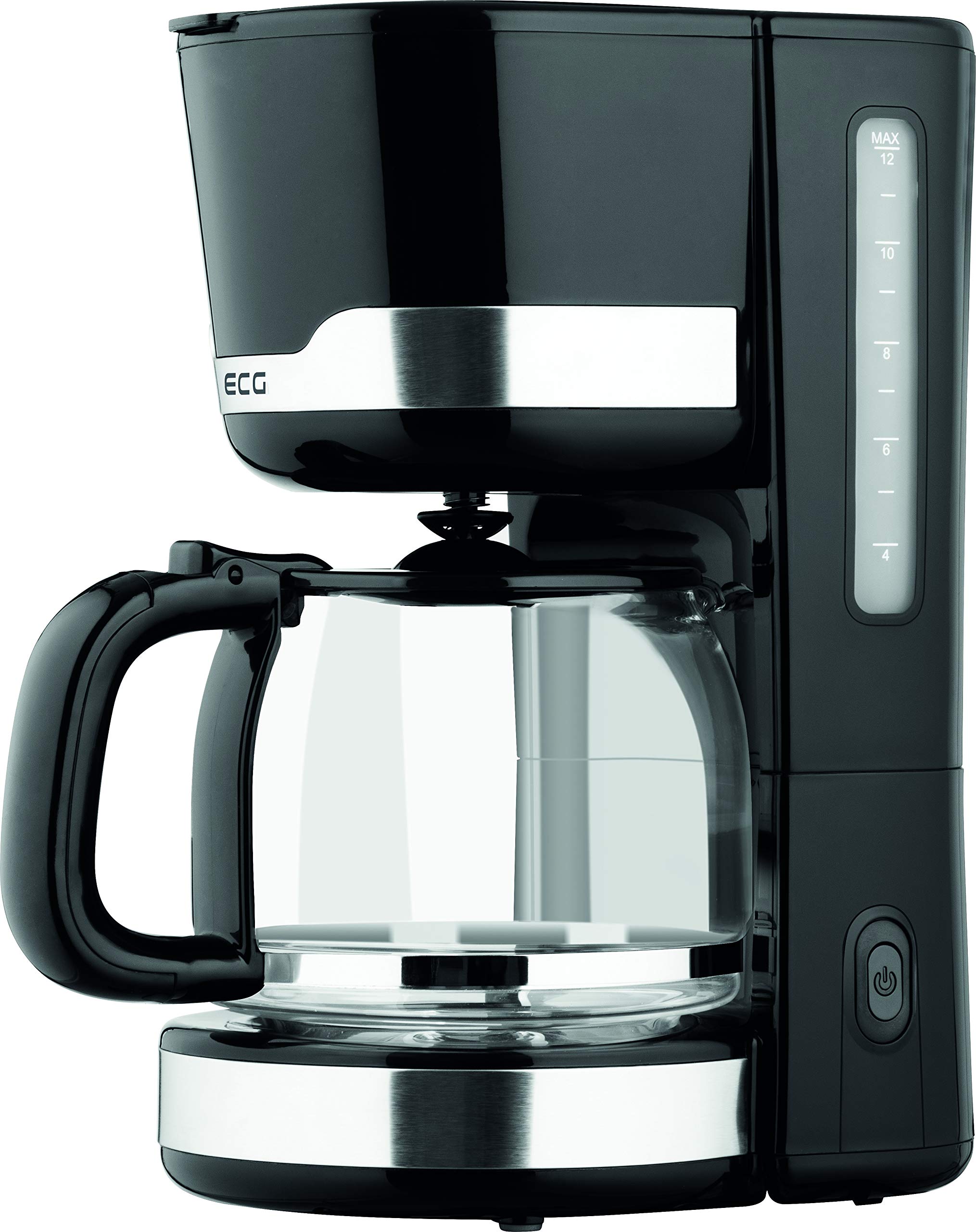 ECG Cafetera – Cafetera de filtro – Té – 12 tazas – 1,5 litros – Interruptor con indicador LED – Función antigoteo – Negro KP 2115 Black