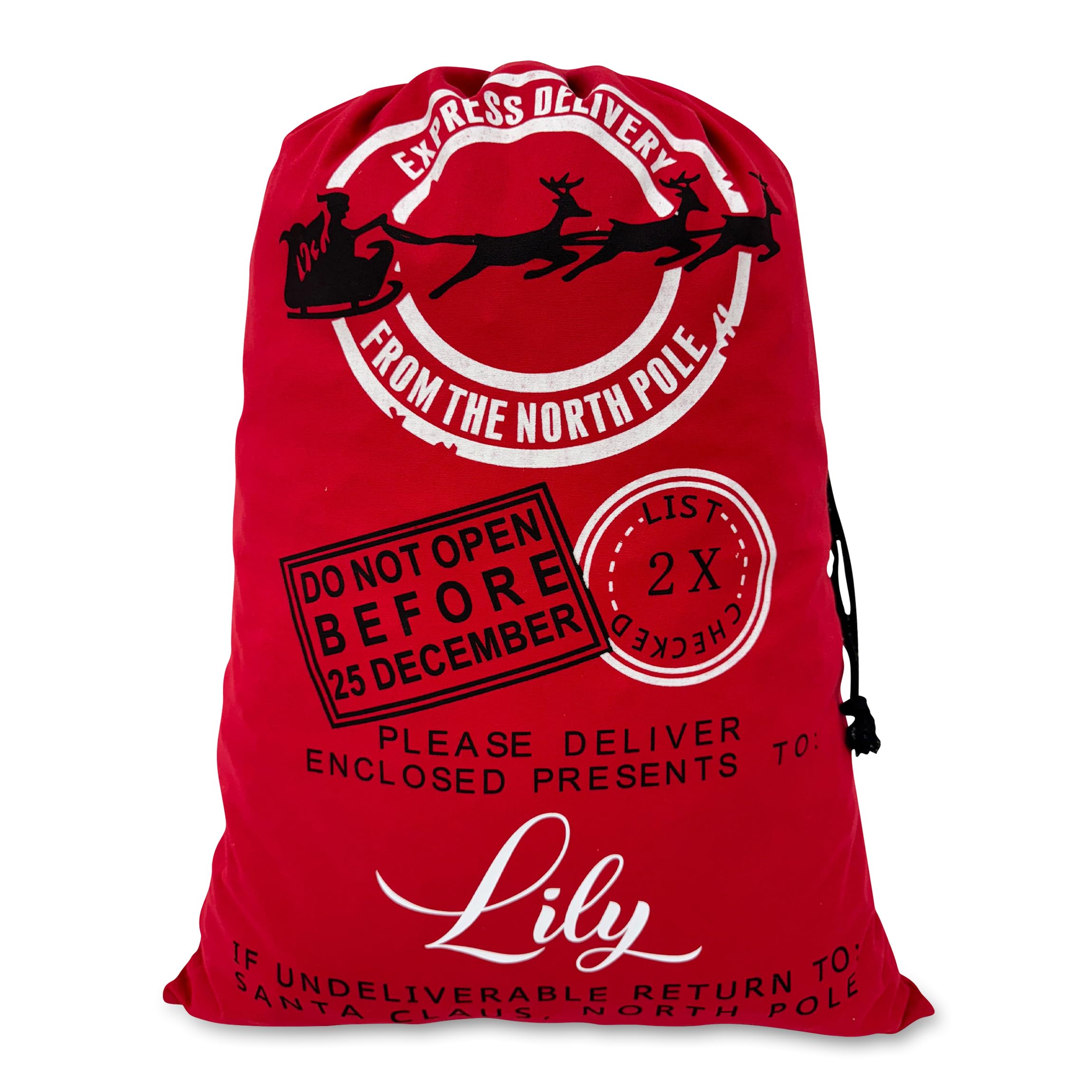 TEEAMORE Custom Christmas Santa Bag Personalized Jumbo Gift Sack Add Your Name Package Storage Christmas Party Supplies Favors 19.5x27.5 Inches Style-