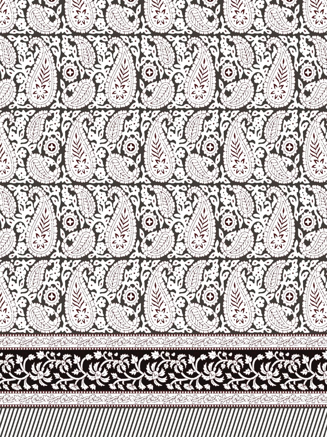 Living Roots Pure Cotton Bedsheets - Grey Paisley -7